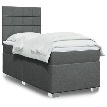 vidaXL Κρεβάτι Boxspring με Στρώμα Σκούρο Γκρι 80x200 εκ. Υφασμάτινο