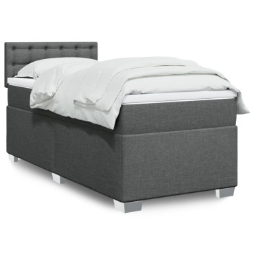 vidaXL Κρεβάτι Boxspring με Στρώμα Σκούρο Γκρι 80x200 εκ. Υφασμάτινο