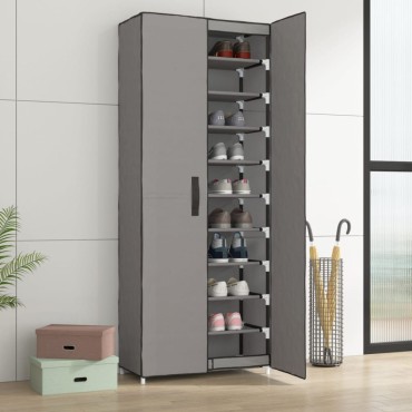 vidaXL Παπουτσοθήκη Γκρι 60x30x166cm Υφασμάτινη