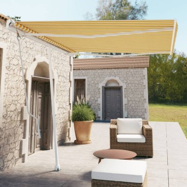 vidaXL Τέντα Αυτόματη Ανεξάρτητη Κίτρινο / Λευκό 300x250 εκ.