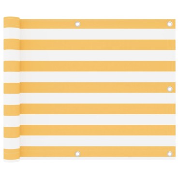 vidaXL Διαχωριστικό Βεράντας Λευκό/Κίτρινο 75 x 500 εκ. Ύφασμα Oxford