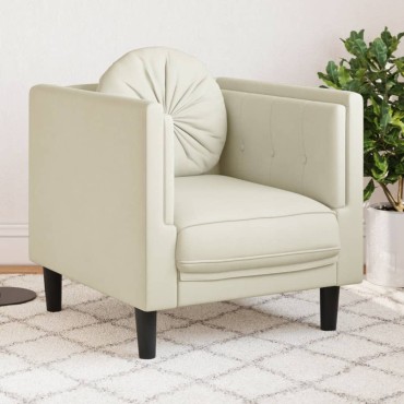 vidaXL Πολυθρόνα Κρεμ Βελούδινη με Μαξιλάρι 71x77x70cm 1 τεμ. Γωνιακός