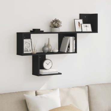 vidaXL Ράφι Τοίχου Μαύρη 100x15x70cm από Επεξεργασμένο Ξύλο 1 τεμ.