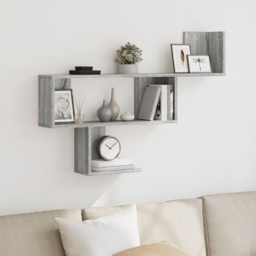 vidaXL Ραφιέρα Τοίχου Γκρι Sonoma 100x15x70cm Επεξεργασμένο Ξύλο 1 τεμ.