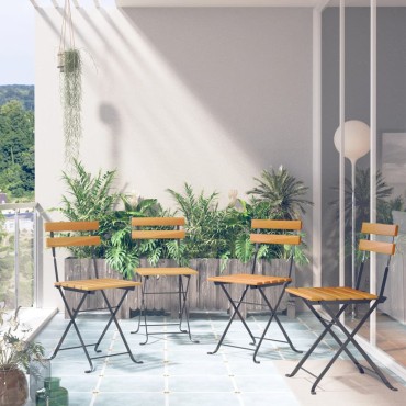 vidaXL Καρέκλες Bistro Πτυσσόμενες 4 τεμ. από Μασίφ Ξύλο Ακακίας 40x39x79cm