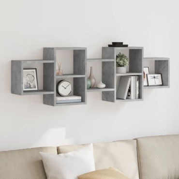 vidaXL Ραφιέρα Τοίχου Γκρι Σκυροδέματος 129x18x42cm από Επεξ. Ξύλο 1 τεμ.