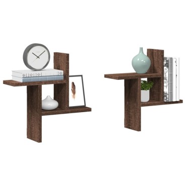 vidaXL Ραφιέρες Τοίχου 2 τεμ. Καφέ Δρυς 38x12x38cm Επεξεργασμένο Ξύλο