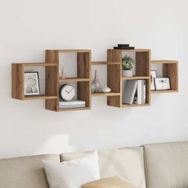 vidaXL Ράφι Τοίχου Αρτισιανή Δρυς 129x18x42cm από Επεξεργασμένο Ξύλο 1 τεμ.