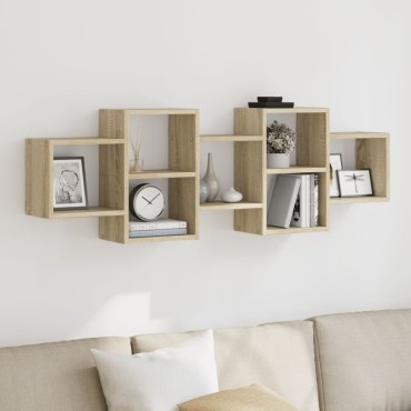 vidaXL Ραφιέρα Τοίχου Sonoma Δρυς 129x18x42cm από Επεξεργ. Ξύλο 1 τεμ.