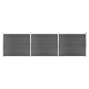 vidaXL Σετ Πάνελ Περίφραξης Μαύρο 526x146cm από WPC