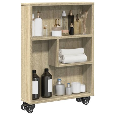 vidaXL Τρόλεϊ Αποθήκευσης Στενό Sonoma Δρυς 48x13x68cm Επεξ. Ξύλο