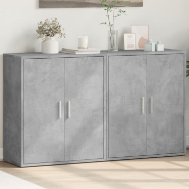 vidaXL Βοηθητικά Ντουλάπια 2 τεμ. Γκρι Σκυρ. 60x31x70cm Επεξεργ. Ξύλο