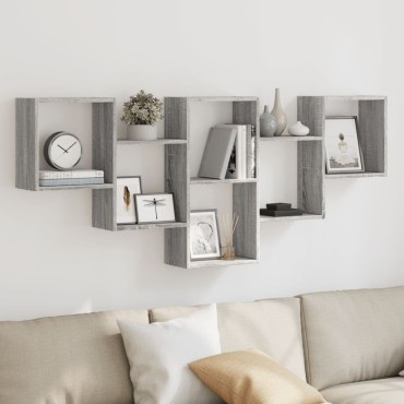 vidaXL Ραφιέρα Τοίχου Γκρι Sonoma 159x18x66cm Επεξεργασμένο Ξύλο 1 τεμ.