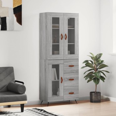 vidaXL Ντουλάπι Γκρι Sonoma 69,5x34x180cm Επεξεργασμένο Ξύλο 1 τεμ.