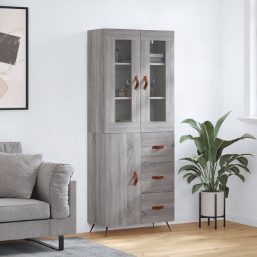 vidaXL Ντουλάπι Γκρι Sonoma 69,5x34x180cm Επεξεργασμένο Ξύλο 1 τεμ.