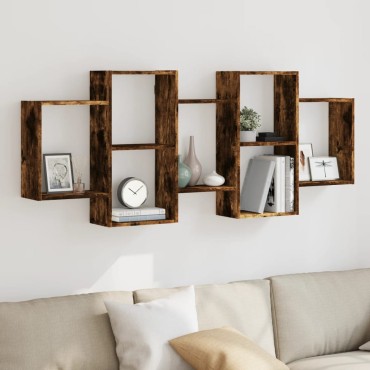 vidaXL Ραφιέρα Τοίχου Καπνιστή Δρυς 159x18x65cm Επεξεργασμένο Ξύλο 1 τεμ.