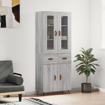 vidaXL Ντουλάπι Γκρι Sonoma 69,5x34x180cm Επεξεργασμένο Ξύλο 1 τεμ.