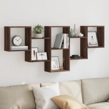 vidaXL Ραφιέρα Τοίχου Καφέ Δρυς 159x18x66cm από Επεξεργασμένο Ξύλο 1 τεμ.