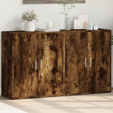 vidaXL Βοηθητικά Ντουλάπια 2 τεμ. Καπνιστή Δρυς 60x31x70cm Επεξ. Ξύλο