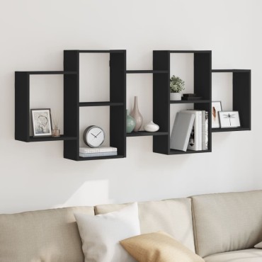 vidaXL Ραφιέρα Τοίχου Μαύρο 159x18x65cm από Επεξεργασμένο Ξύλο 1 τεμ.