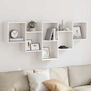 vidaXL Ραφιέρα Τοίχου Λευκό 159x18x66cm από Επεξ. Ξύλο 1 τεμ.