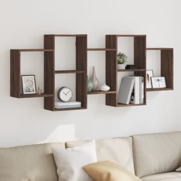 vidaXL Ραφιέρα Τοίχου Καφέ Δρυς 159x18x65cm από Επεξεργασμένο Ξύλο 1 τεμ.