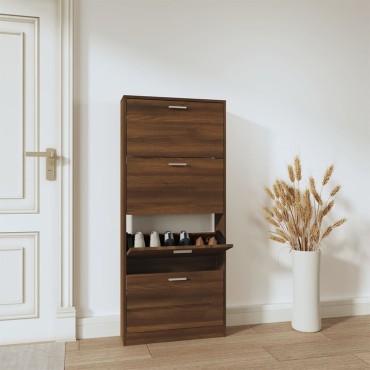 vidaXL Παπουτσοθήκη Καφέ Δρυς 59x17x150cm από Επεξεργασμένο Ξύλο