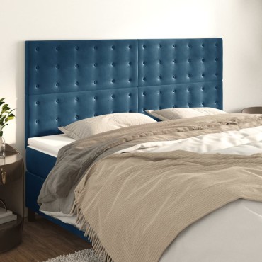 vidaXL Κεφαλάρια Κρεβατιού 4 τεμ.Σκούρο Μπλε 90x5x78/88cm Βελούδινο