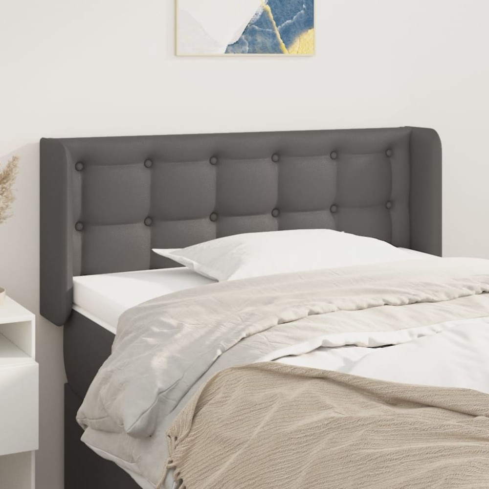 vidaXL Κεφαλάρι με Πτερύγια Γκρι 103x16x78/88cm Συνθετικό Δέρμα 1 τεμ.