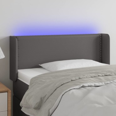 vidaXL Κεφαλάρι Κρεβατιού LED Γκρι 103x16x78/88cm από Συνθετικό Δέρμα 1 τεμ.