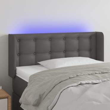vidaXL Κεφαλάρι Κρεβατιού LED Γκρι 103x16x78/88cm από Συνθετικό Δέρμα 1 τεμ.