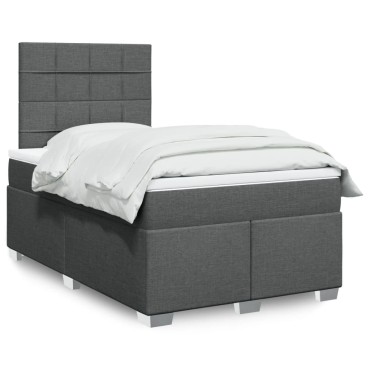 vidaXL Κρεβάτι Boxspring με Στρώμα Σκούρο Γκρι 120x200 εκ. Υφασμάτινο
