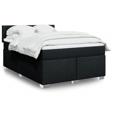 vidaXL Κρεβάτι Boxspring με Στρώμα Μαύρο 160x200 εκ. Υφασμάτινο