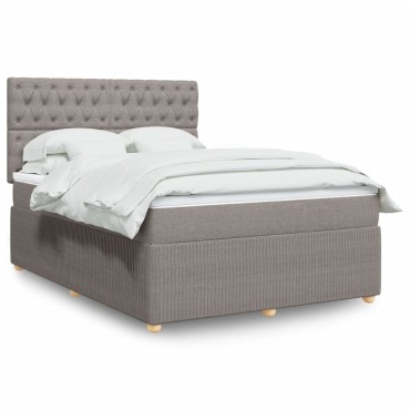 vidaXL Κρεβάτι Boxspring με Στρώμα Taupe 160x200 εκ. Υφασμάτινο