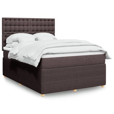 vidaXL Κρεβάτι Boxspring με Στρώμα Σκούρο Καφέ 160x200 εκ Υφασμάτινο