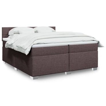 vidaXL Κρεβάτι Boxspring με Στρώμα Σκούρο Καφέ 200x200 εκ. Υφασμάτινο