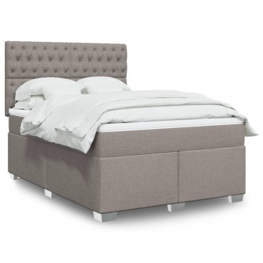 vidaXL Κρεβάτι Boxspring με Στρώμα Taupe 160x200cm Υφασμάτινο 1 τεμ. - Διπλό