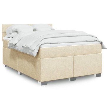 vidaXL Κρεβάτι Boxspring με Στρώμα Κρεμ 160x200 εκ. Υφασμάτινο