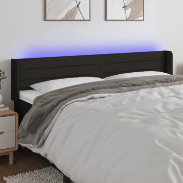 vidaXL Κεφαλάρι Κρεβατιού LED Μαύρο 163x16x78/88cm Υφασμάτινο 1 τεμ.