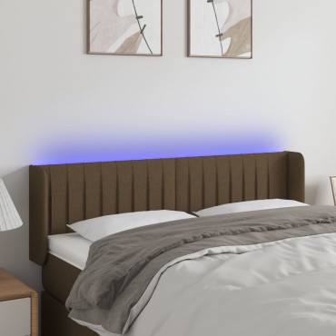 vidaXL Κεφαλάρι Κρεβατιού LED Σκούρο Καφέ 147x16x78/88cm Υφασμάτινο 1 τεμ.