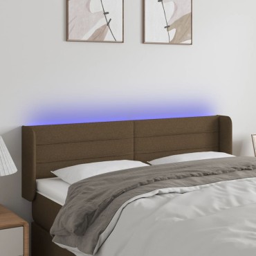 vidaXL Κεφαλάρι Κρεβατιού LED Σκούρο Καφέ 147x16x78/88cm Υφασμάτινο 1 τεμ.