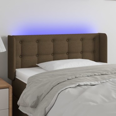 vidaXL Κεφαλάρι Κρεβατιού LED Σκούρο Καφέ 83x16x78/88cm Υφασμάτινο 1 τεμ.