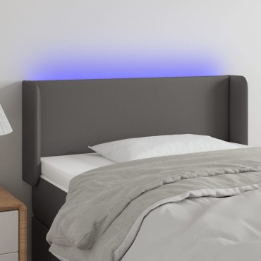 vidaXL Κεφαλάρι Κρεβατιού LED Γκρι 103x16x78/88cm από Συνθετικό Δέρμα 1 τεμ.