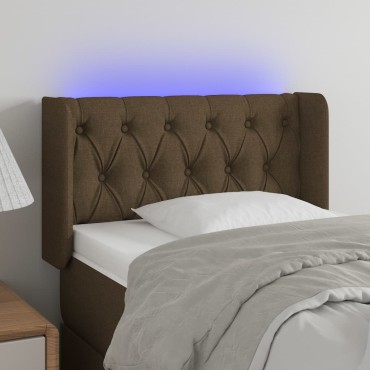 vidaXL Κεφαλάρι Κρεβατιού LED Σκούρο Καφέ 83x16x78/88cm Υφασμάτινο 1 τεμ.