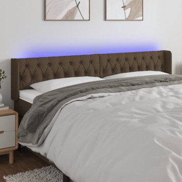 vidaXL Κεφαλάρι Κρεβατιού LED Σκούρο Καφέ 183x16x78/88cm Υφασμάτινο 1 τεμ.