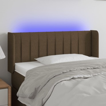 vidaXL Κεφαλάρι Κρεβατιού LED Σκούρο Καφέ 83x16x78/88cm Υφασμάτινο 1 τεμ.