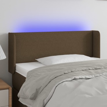 vidaXL Κεφαλάρι Κρεβατιού LED Σκούρο Καφέ 83x16x78/88cm Υφασμάτινο 1 τεμ.