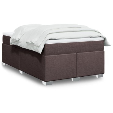 vidaXL Κρεβάτι Boxspring με Στρώμα Σκούρο Καφέ 120x200 εκ. Υφασμάτινο