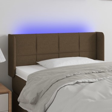 vidaXL Κεφαλάρι Κρεβατιού LED Σκούρο Καφέ 93x16x78/88cm Υφασμάτινο 1 τεμ.