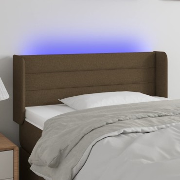 vidaXL Κεφαλάρι Κρεβατιού LED Σκούρο Καφέ 83x16x78/88cm Υφασμάτινο 1 τεμ.